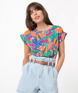 Tee-shirt femme imprimé à manches courtes vue2 - GEMO(FEMME PAP) - GEMO