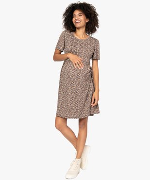 Robe de grossesse et d'allaitement en maille imprimée vue1 - GEMO (MATER) - GEMO