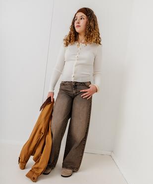 Gilet col rond en maille côtelée fille vue5 - GEMO (JUNIOR) - GEMO