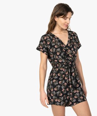 Combishort femme à motifs fleuris boutonné sur l’avant vue1 - GEMO(FEMME PAP) - GEMO