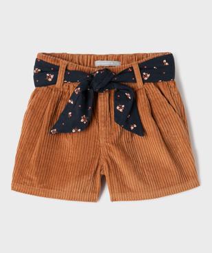 Short en velours côtelé à taille haute et ceinture à nouer fille - LuluCastagnette vue1 - LULUCASTAGNETTE - GEMO