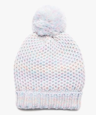 Bonnet fille grosse maille multicolore à pompon vue1 - GEMO (ENFANT) - GEMO