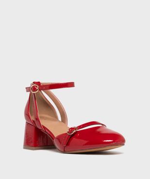 Escarpins vernis à bout arrondi avec bride cheville femme - Follow Me vue2 - FOLLOW ME - GEMO