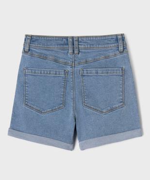 Short en toile denim avec taille haute ajustable fille vue3 - GEMO (JUNIOR) - GEMO