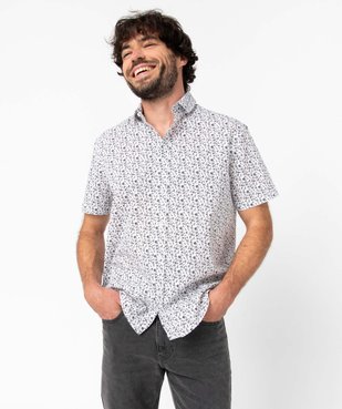 Chemise homme manches courtes coupe droite à motif fleuri vue1 - GEMO (HOMME) - GEMO
