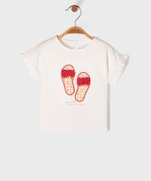 Tee-shirt manches courtes avec motif et volants bébé fille vue2 - GEMO 4G BEBE - GEMO