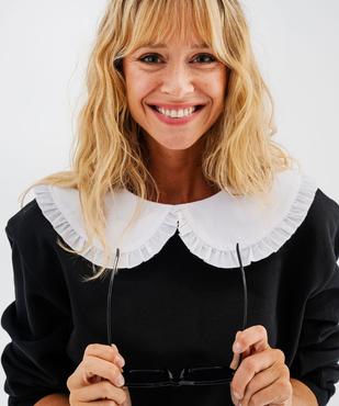 Sweat court à grand col Claudine volanté femme vue2 - GEMO(FEMME PAP) - GEMO