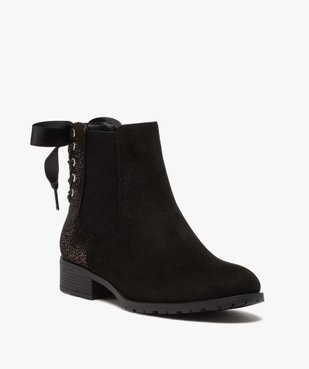 Boots femme chelsea zippées avec ruban sur le contrefort vue2 - GEMO (CASUAL) - GEMO