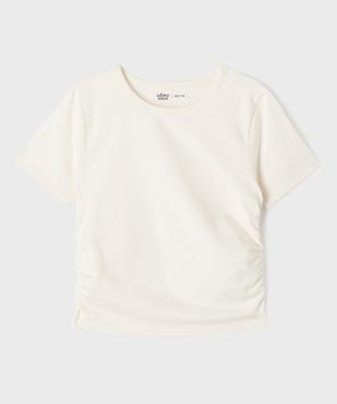 Tee-shirt manches longues coupe courte avec devant froncé fille vue1 - GEMO 4G FILLE - GEMO