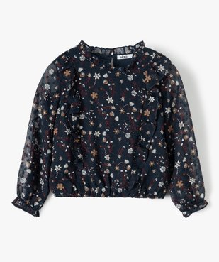 Blouse fille à fleurs, volants et manches longues vue1 - GEMO (ENFANT) - GEMO