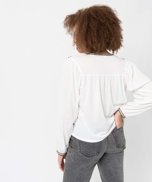 Tee-shirt femme à manches longues avec col brodé vue3 - GEMO(FEMME PAP) - GEMO