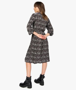 Robe femme midi imprimée à manches longues et col chemise vue3 - GEMO(FEMME PAP) - GEMO