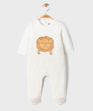 Pyjama en velours motif lion bébé vue1 - GEMO 4G BEBE - GEMO