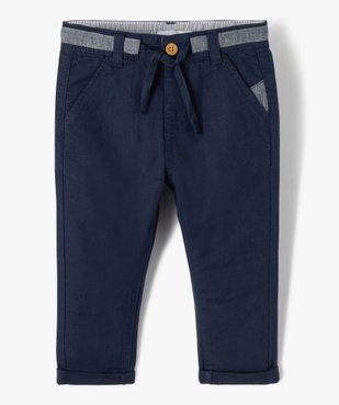 Pantalon bébé garçon en lin avec ceinture bicolore vue1 - GEMO(BEBE DEBT) - GEMO