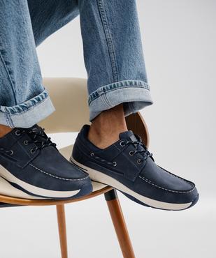 Chaussures bateau à lacets et semelle sport homme vue1 - URBAN STEPS - GEMO