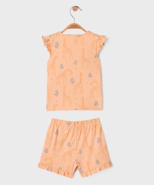 Pyjashort 2 pièces à motifs girafes bébé fille vue3 - GEMO 4G BEBE - GEMO