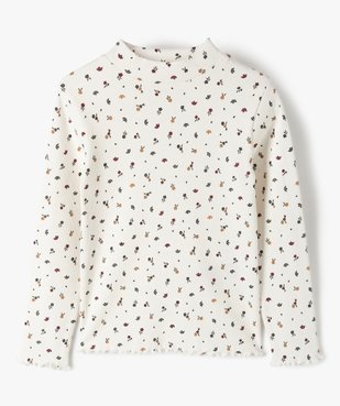 Tee-shirt fille en maille côtelée à motifs fleuris vue3 - GEMO C4G FILLE - GEMO