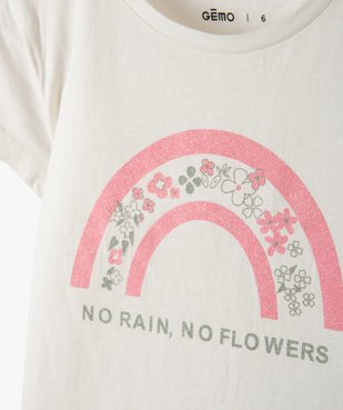 Tee-shirt fille à manches courtes avec motifs pailletés vue2 - GEMO C4G FILLE - GEMO