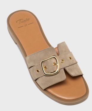 Mules en cuir suédé à bout ouvert femme - Tanéo vue5 - TANEO - GEMO