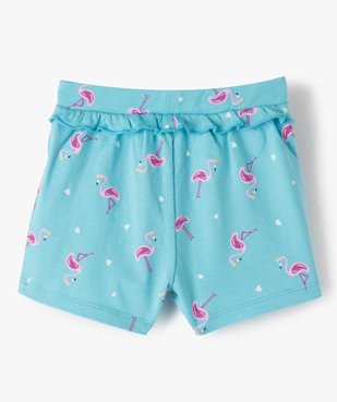 Short bébé fille imprimé en maille à taille élastiquée avec volant vue3 - GEMO(BEBE DEBT) - GEMO