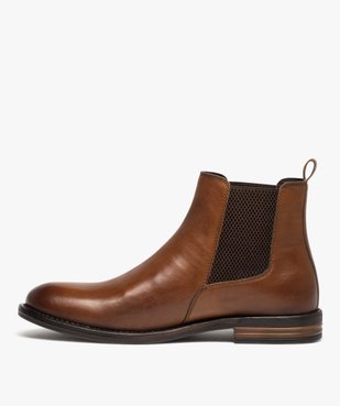 Boots homme style Chelsea dessus cuir uni - Taneo vue4 - TANEO - GEMO
