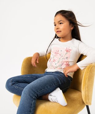 Tee-shirt à manches longues avec motif brodé fille vue1 - GEMO (ENFANT) - GEMO