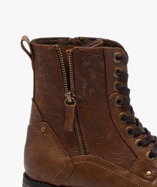 Boots femme zippées à talon plat et tige fantaisie vue6 - GEMO (CASUAL) - GEMO