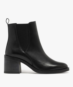 Bottines Chelsea en cuir à talon haut et large femme - Tanoo vue1 - TANEO - GEMO