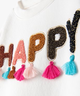 Sweat fille en molletonn épais à pompons et paillettes vue2 - GEMO (ENFANT) - GEMO