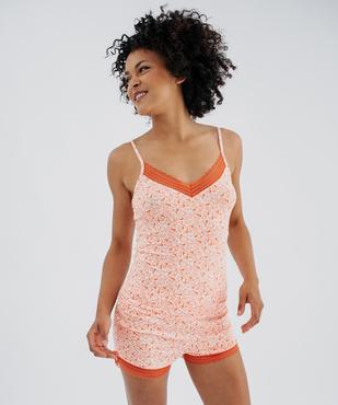 Haut de pyjama à fines bretelles et dentelle femme vue1 - GEMO 4G FEMME - GEMO