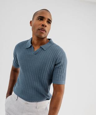 Polo en maille côtelée à encolure ouverte homme vue3 - GEMO 4G HOMME - GEMO