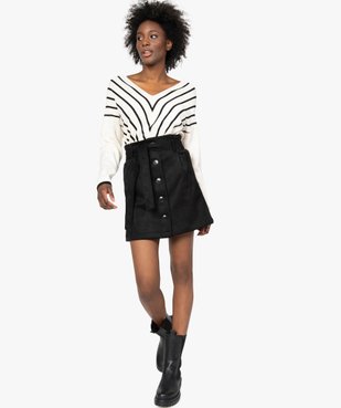 Pull femme à rayures et col en V vue5 - GEMO(FEMME PAP) - GEMO