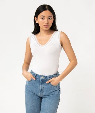 Débardeur avec col V en dentelle femme vue2 - GEMO 4G FEMME - GEMO