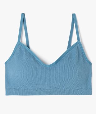 Brassière à fines bretelles en maille côtelée avec mousses amovibles fille vue1 - GEMO 4G FILLE - GEMO