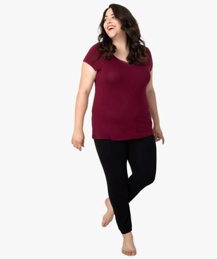 Tee-shirt de nuit femme grande taille avec col V bordé de dentelle vue5 - GEMO(HOMWR FEM) - GEMO