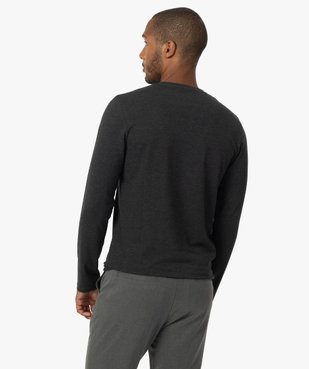 Tee-shirt homme à manches longues et col rond coupe slim vue3 - GEMO 4G HOMME - GEMO