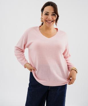 Pull fin à col V femme grande taille vue3 - GEMO (G TAILLE) - GEMO