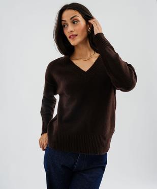 Pull col V en maille douillette femme vue2 - GEMO(FEMME PAP) - GEMO