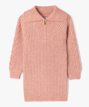 Robe pull en grosse maille avec col zippé fille vue1 - GEMO (ENFANT) - GEMO