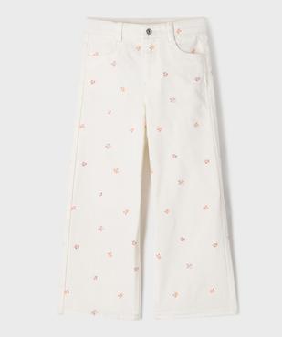 Pantalon wide leg en twill fleuri fille vue2 - GEMO (ENFANT) - GEMO