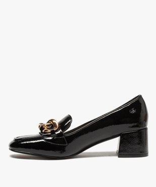 Escarpins femme vernis à talon carré et chaine métallisée vue3 - GEMO(URBAIN) - GEMO