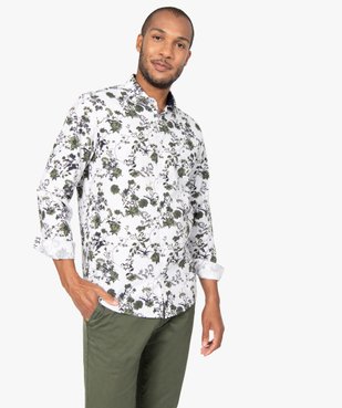 Chemise homme fleurie à manches longues repassage facile vue2 - GEMO (HOMME) - GEMO