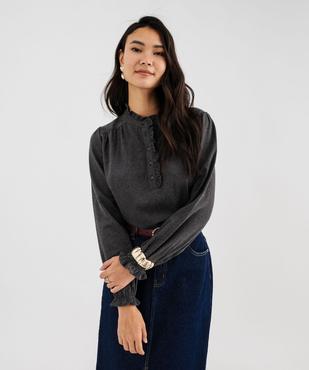 Blouse manches longues en flanelle de coton femme  vue1 - GEMO(FEMME PAP) - GEMO