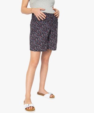 Short maternité fleuri avec large ceinture smockée vue1 - GEMO (MATER) - GEMO