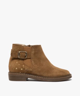 Boots fille style chelsea dessus cuir retourné motif étoiles vue1 - GEMO (ENFANT) - GEMO