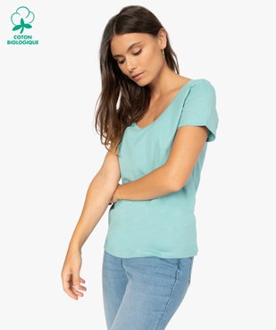 Tee-shirt femme uni à col rond 100% coton biologique vue1 - GEMO(FEMME PAP) - GEMO