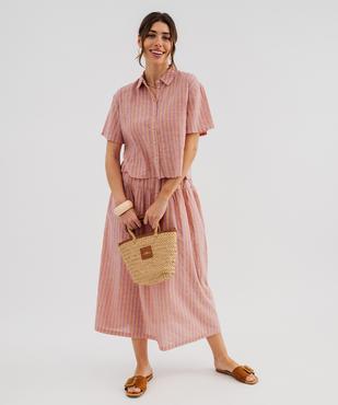 Chemise manches courtes coupe courte en coton et viscose femme  vue4 - GEMO(FEMME PAP) - GEMO