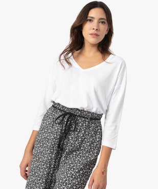Tee-shirt femme à manches ¾ col V vue1 - GEMO(FEMME PAP) - GEMO