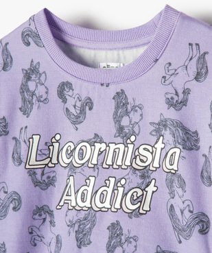 Pyjama fille avec haut molletonné à motifs licornes vue2 - GEMO (ENFANT) - GEMO