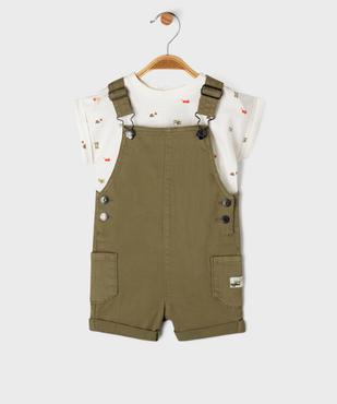 Ensemble 2 pièces bébé garçon tee-shirt et salopette vue1 - GEMO(BEBE DEBT) - GEMO